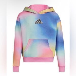 Pre-owned Adidas fleece tie dye sweatshirt w/ pink color inside hoodie/Size: 5